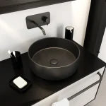 Aurlane Dark Round Ceramic Basin Matt Black 36cm