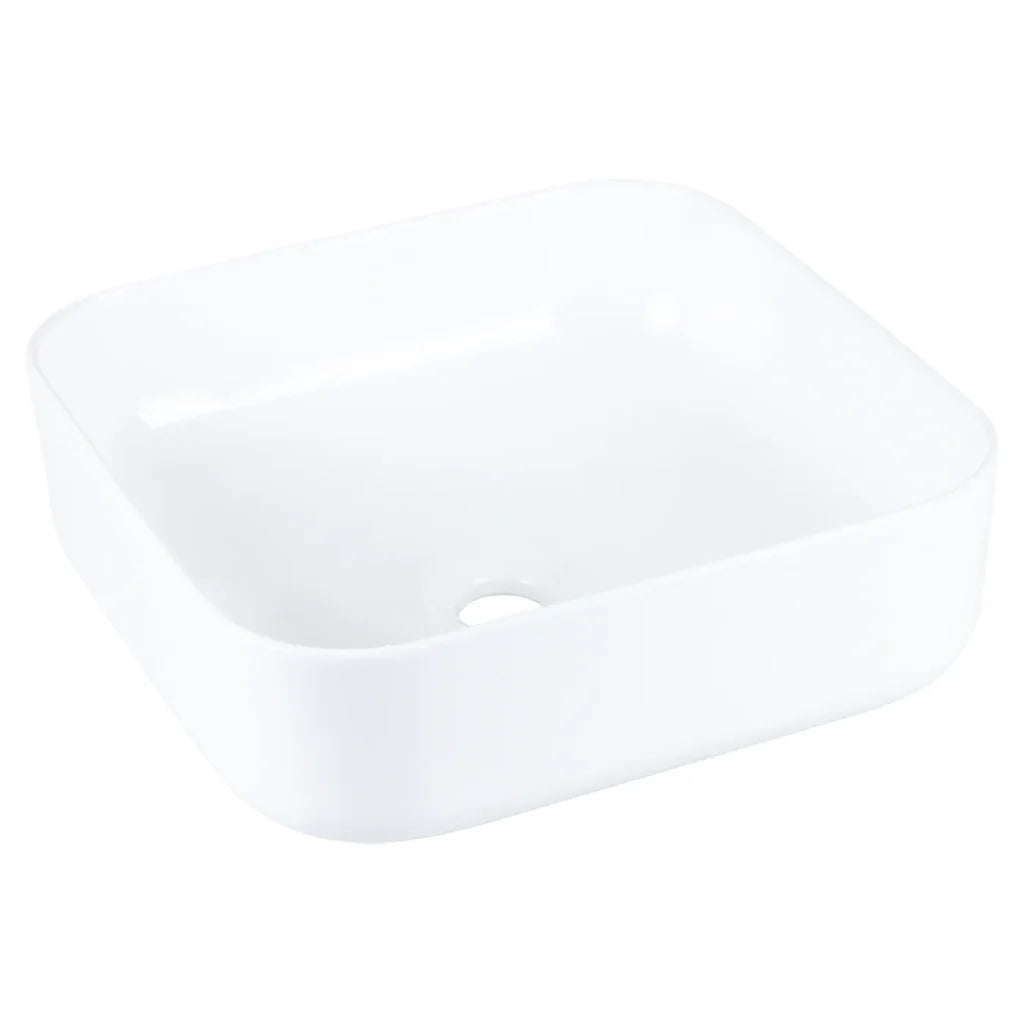 Aquavive Nervia Square Ceramic Basin Gloss White 40cm