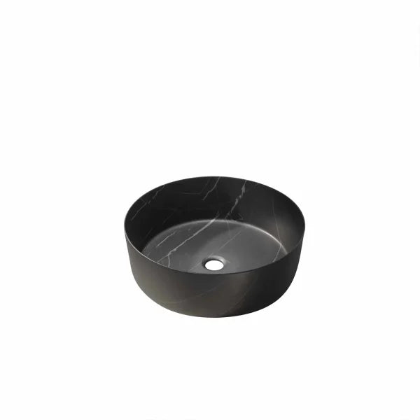 Aurlane Marble Look Round Ceramic Basin Matt Black 36cm