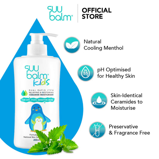 Suu Balm Kids Ceramide Moisturiser Gentle Itch Relief 200ml