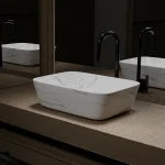 Aurlane WHITE MARBLE Rectangular Ceramic Basin Matt White 46cm