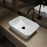 Aurlane WHITE MARBLE Rectangular Ceramic Basin Matt White 46cm