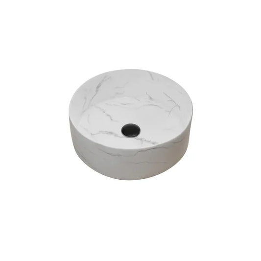 Aurlane Effect Marble Round Ceramic Basin Matt White 36cm