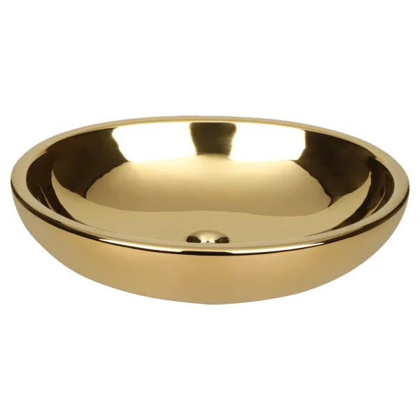 Differnz Dias Oval Ceramic Basin Gloss Gold 50cm